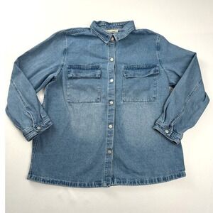 Luvamia Denim‎ Shirt Jacket Long Sleeve Button Front Pockets 2X